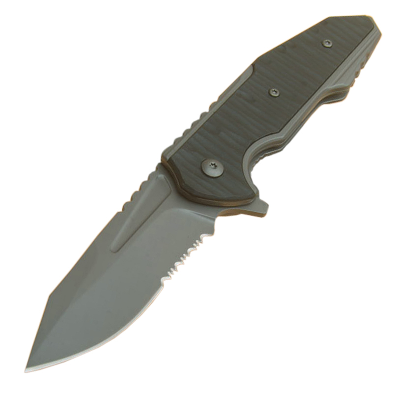 KS 1343 Assisted Flipper Folding Knife 8Cr13Mov Gray Titanium Coated Half Serration Blade G10 with Steel Handle Fast Open Folder Knives
KS 1343 Assisted Flipper Folding Knife 8Cr13Mov Gray Titanium Coated Half Serration Blade G10 with Steel Handle Fast Open Folder Knives