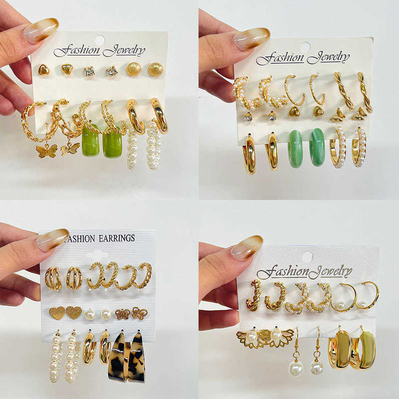 New geometric Charm 6-Piece set of French Pearl Ring Earrings exaggerated Butterfly Earrings female
New geometric Charm 6-Piece set of French Pearl Ring Earrings exaggerated Butterfly Earrings female