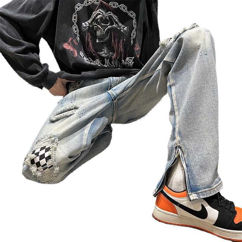 Pants Men' Fog Jeans Fashion Ins High Street Design Straight Brand Ruffian Handsome Justi Biber Ripped Hip Hop Slim Fit Designer Luxury, Blue
Pants Men' Fog Jeans Fashion Ins High Street Design Straight Brand Ruffian Handsome Justi Biber Ripped Hip Hop Slim Fit Designer Luxury, Blue