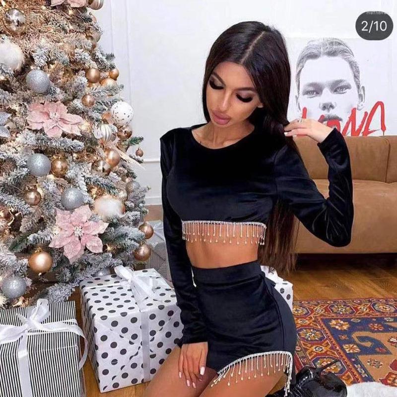 Work Dresses Autumn And Winter Women' Tassel Diamond Velvet Set Sexy Backless Long Sleeved Top Bodycon Fashion Two-piece, Black
Work Dresses Autumn And Winter Women' Tassel Diamond Velvet Set Sexy Backless Long Sleeved Top Bodycon Fashion Two-piece, Black