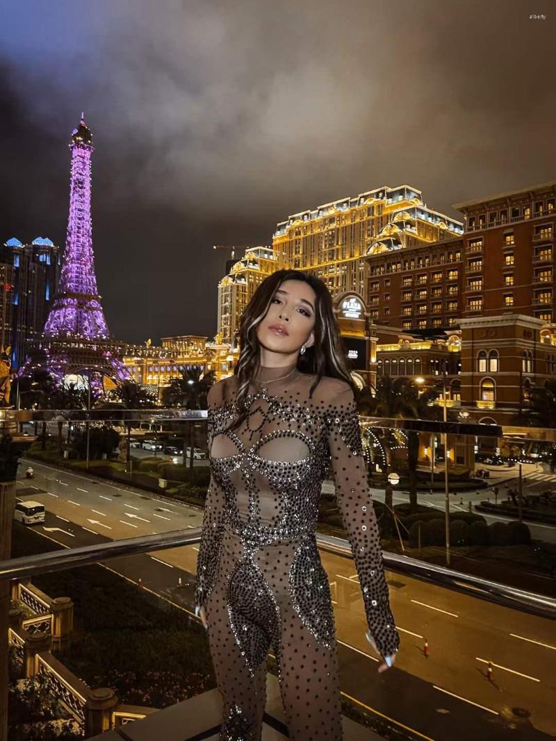 Stage Wear Flashing Black Rhinestones Stretch Transparent Jumpsuit Evening Birthday Celebrate Outfit Sexy Dancer Bodysuit Collection, Picture shown
Stage Wear Flashing Black Rhinestones Stretch Transparent Jumpsuit Evening Birthday Celebrate Outfit Sexy Dancer Bodysuit Collection, Picture shown