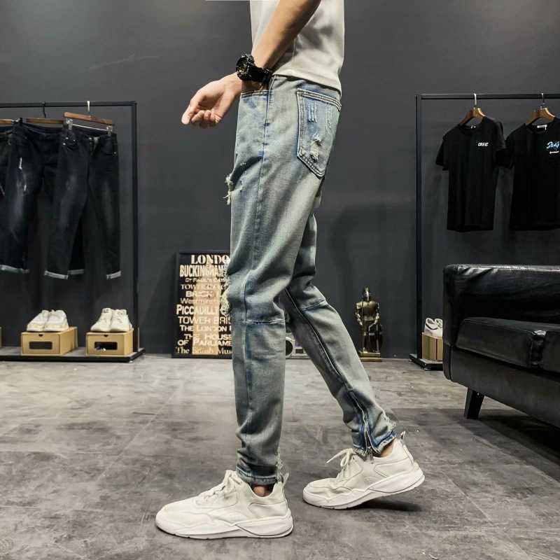 Pants Men's Fashion Fog Jeans Holes Slim Little Casual Straight Trousers Men Justi Biber Ripped Hip Hop Fit Designer Luxury, Blue
Pants Men's Fashion Fog Jeans Holes Slim Little Casual Straight Trousers Men Justi Biber Ripped Hip Hop Fit Designer Luxury, Blue