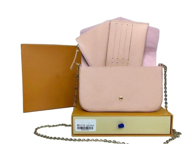 Women's - Pochette Felicie Chain Handbags Stylish 3Pc Designer Bag Collection For Crossbody Purse And Wallet Set With Box 61276