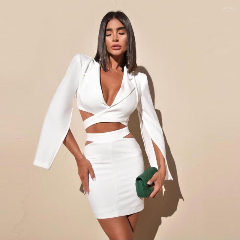 Work Dresses Women Blazer Mini Dress Autumn V Neck Jacket Design Cut Out White Flare Long Sleeve Hollow Outfit
Work Dresses Women Blazer Mini Dress Autumn V Neck Jacket Design Cut Out White Flare Long Sleeve Hollow Outfit
