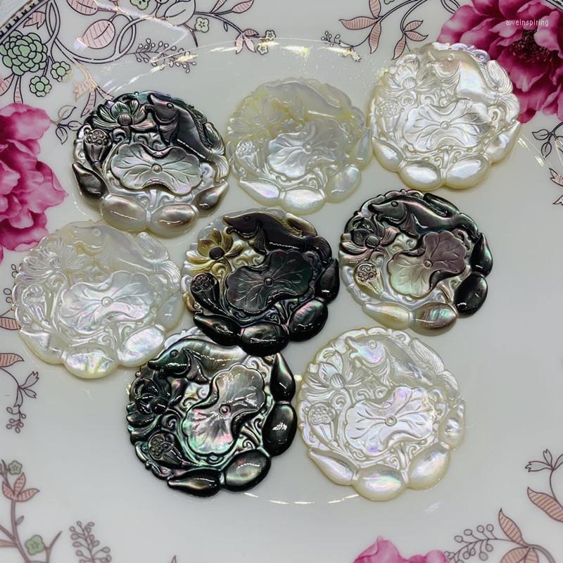 Beads 5PCS/Lot 40MM Three-Dimensional Carved Carp Play Lotus Tag Natural Mother Of Pearl Shell For Handmade DIY Jewelry
Beads 5PCS/Lot 40MM Three-Dimensional Carved Carp Play Lotus Tag Natural Mother Of Pearl Shell For Handmade DIY Jewelry
