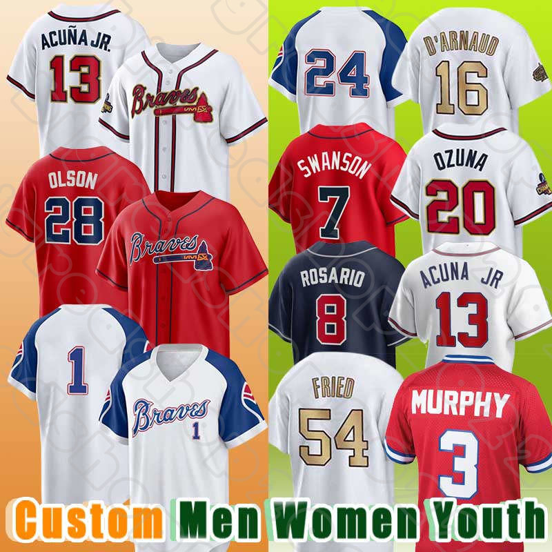 13 Ronald Acuna Jr. Baseball 28 Matt Olson Jerseys 7 Dansby Swanson Austin Riley Braves Max Fried Ozzie Albies Dale Murphy Marcell Ozuna Kyle Wright Eddie Rosario, Custom men (y s)
13 Ronald Acuna Jr. Baseball 28 Matt Olson Jerseys 7 Dansby Swanson Austin Riley Braves Max Fried Ozzie Albies Dale Murphy Marcell Ozuna Kyle Wright Eddie Rosario, Custom men (y s)