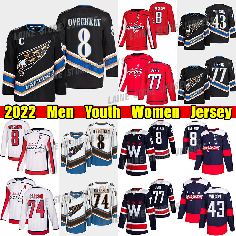 #8 Alexander Ovechkin Reverse Retro hockey jersey #43 Tom Wilson Capitals#77 T.J. Oshie Nicklas Backstrom Evgeny Kuznetsov John Carlson Darcy Kuemper jerseys
