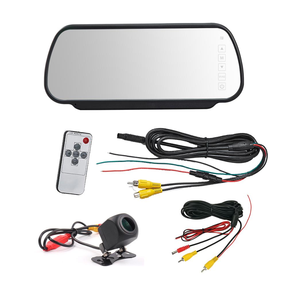 7 Inch Reversing Camera Monitor Kit Car Rear View Parking White Mirror Monitors with Night Vision Rear View Camera