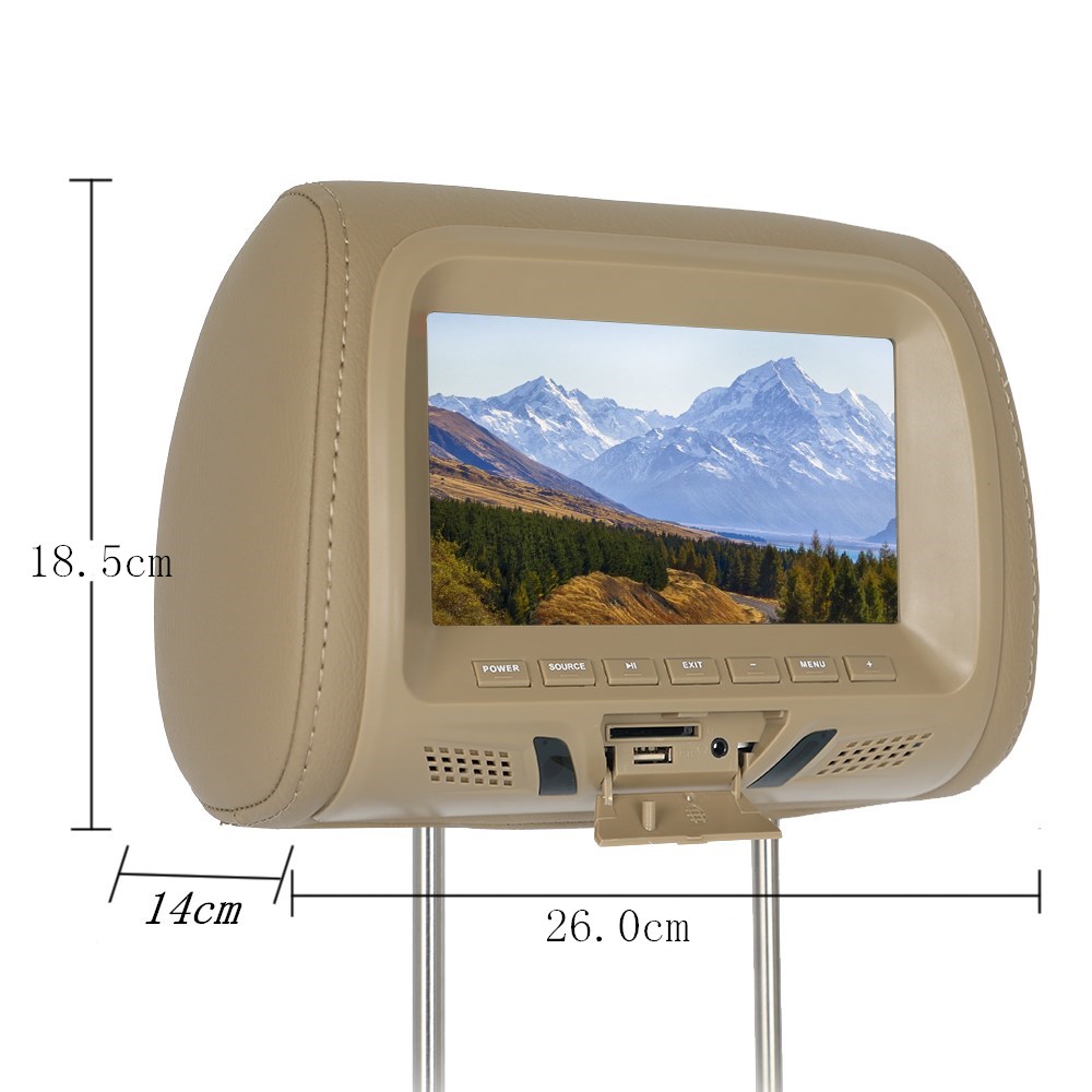 2pcs/set Universal 7 inch Touch Screen Car Video Monitor MP5 Player Headrest Monitor Support FM transmitter/AV/USB/SD Input Built in Speaker
