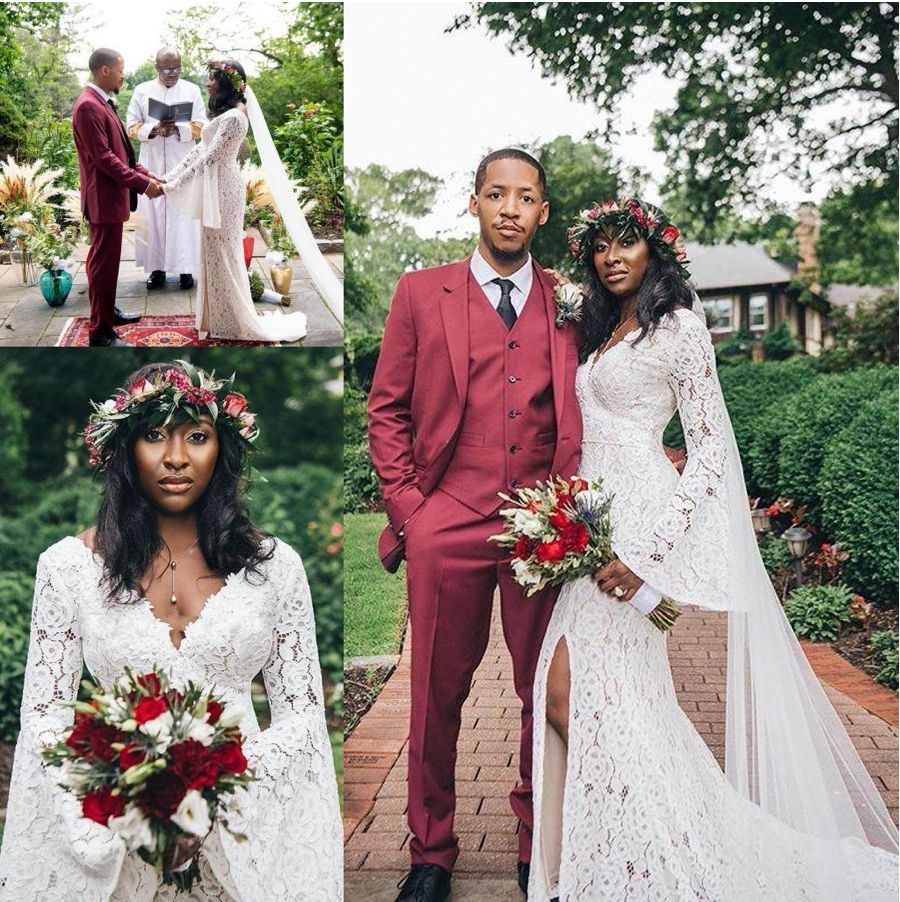 2023 Lace Mermaid Wedding Dresses Bridal Gown Side Slit Long Sleeves V Neck Beach Ruffles Custom Made Vestidos de novia Plus Size, Champagne
2023 Lace Mermaid Wedding Dresses Bridal Gown Side Slit Long Sleeves V Neck Beach Ruffles Custom Made Vestidos de novia Plus Size, Champagne