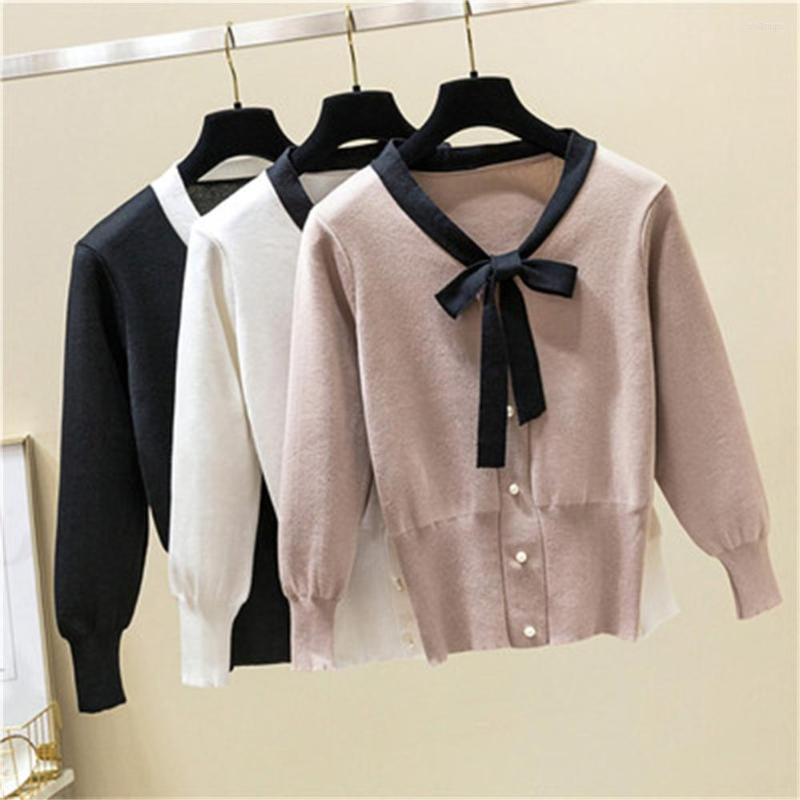 Women's Knits Ladies Sweaters Pearl Bow Tie Neck Women Pullovers Casual Patchwork Pull Sleeve Jumper Slim Long Knitted H326, Black
Women's Knits Ladies Sweaters Pearl Bow Tie Neck Women Pullovers Casual Patchwork Pull Sleeve Jumper Slim Long Knitted H326, Black