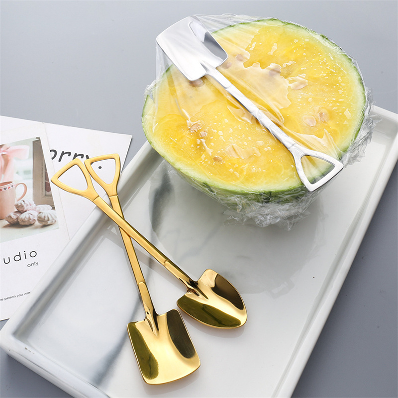 Mini Shovel Spoons Silver Gold Coffee Stainless Steel Spoons for Dessert Ice Cream Wedding Party Teaspoons - view 4