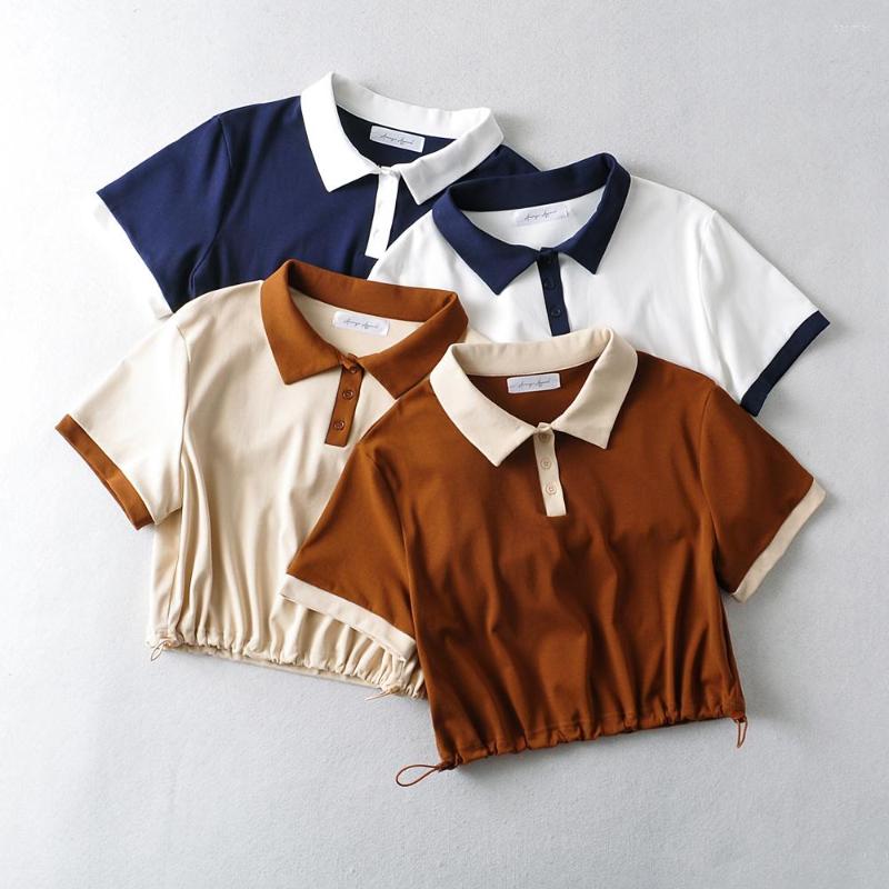 Women' T Shirts BRADELY MICHELLE 2022 Summer Girl Preppy Style Crop Tops Causal Contrast Color Turn-down Neck Short Sleeve Woman Tshirts, Navy white collar
Women' T Shirts BRADELY MICHELLE 2022 Summer Girl Preppy Style Crop Tops Causal Contrast Color Turn-down Neck Short Sleeve Woman Tshirts, Navy white collar