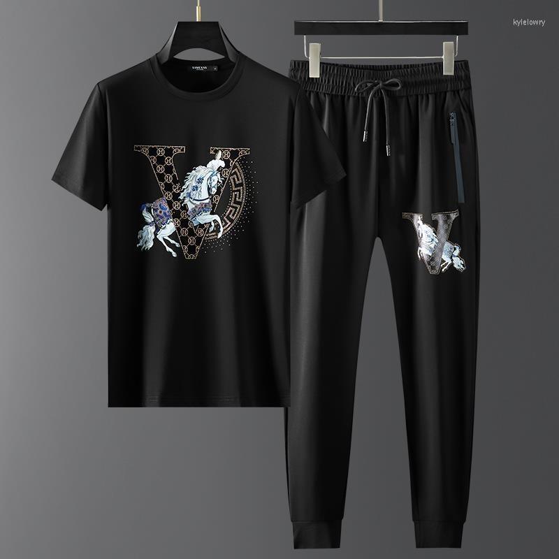 Men's Tracksuits 2023 Summer Drill Short Sleeve Casual Suit Male Ice Silk Sports Handsome Pair With A Fashion, Black
Men's Tracksuits 2023 Summer Drill Short Sleeve Casual Suit Male Ice Silk Sports Handsome Pair With A Fashion, Black
