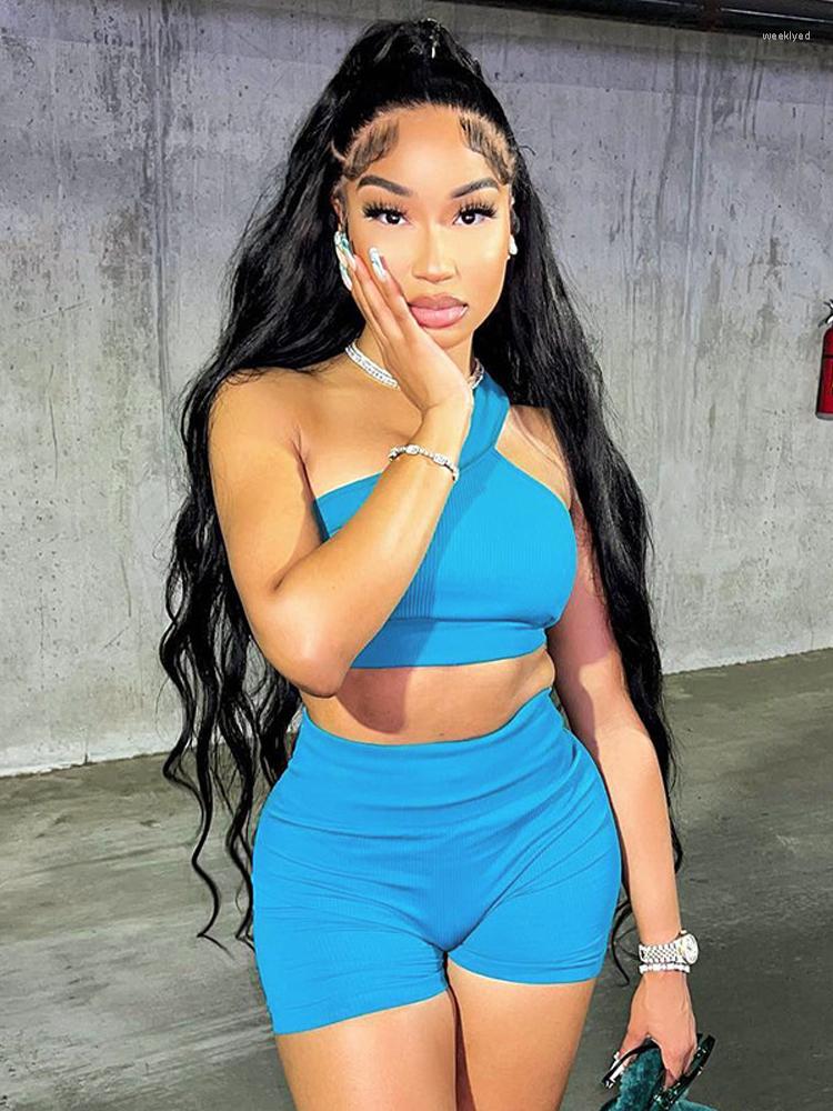 Women' Tracksuits Two Piece Set Women Ribbed Sexy Slant Shoulder Sleeveless Crop Top High Waist Joggers Shorts 2022 Spring Fall Outfits, Blue
Women' Tracksuits Two Piece Set Women Ribbed Sexy Slant Shoulder Sleeveless Crop Top High Waist Joggers Shorts 2022 Spring Fall Outfits, Blue