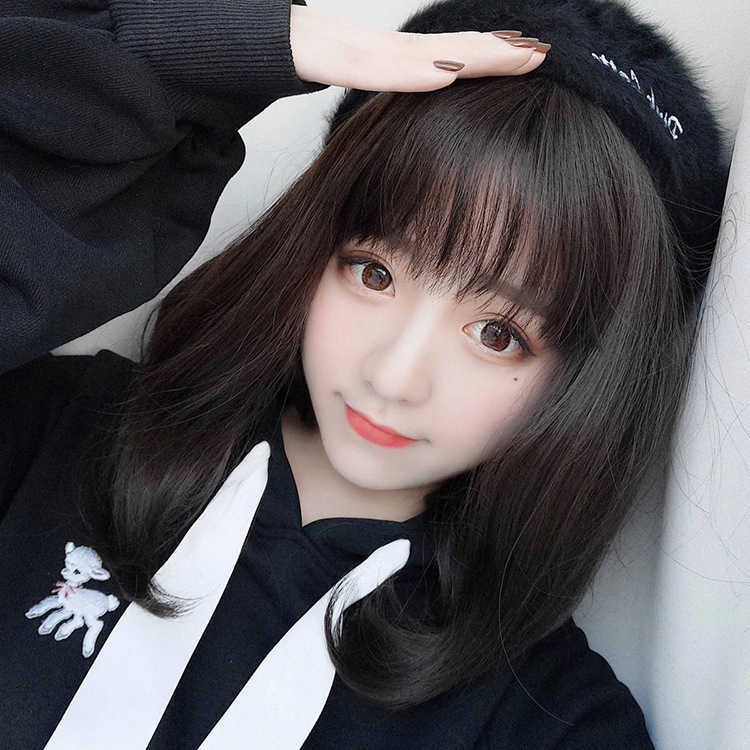 Hair Lace Wigs Japane and Wig Qi Bangs Medium Long Straight Korean Clavicle Hair Chemical Fiber Headgear Female Net Red Recommendation, Dark brown
Hair Lace Wigs Japane and Wig Qi Bangs Medium Long Straight Korean Clavicle Hair Chemical Fiber Headgear Female Net Red Recommendation, Dark brown