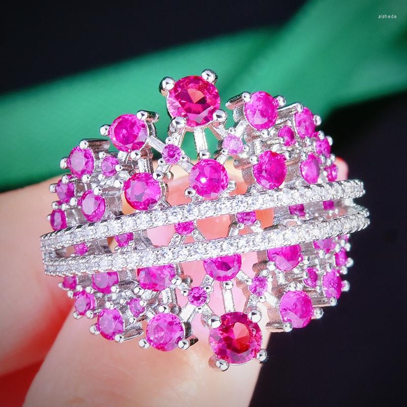 Wedding Rings Luxury Fashion Embellished Rose Red Cubic Zirconia For Women Engagement Jewelry Cocktail Party Band
Wedding Rings Luxury Fashion Embellished Rose Red Cubic Zirconia For Women Engagement Jewelry Cocktail Party Band