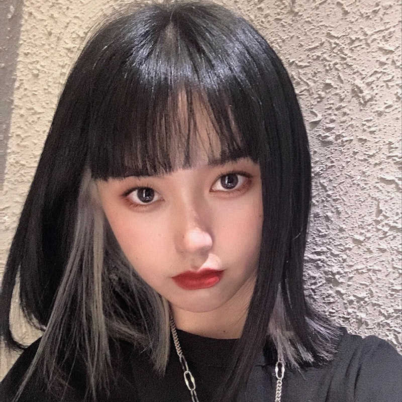 Hair Lace Wigs Wig Female Short Straight Hair Korean Air Bangs Net Red Hanging Ears Dyed Black Gray Gradually Changed Color Shoulder, Dark gray
Hair Lace Wigs Wig Female Short Straight Hair Korean Air Bangs Net Red Hanging Ears Dyed Black Gray Gradually Changed Color Shoulder, Dark gray