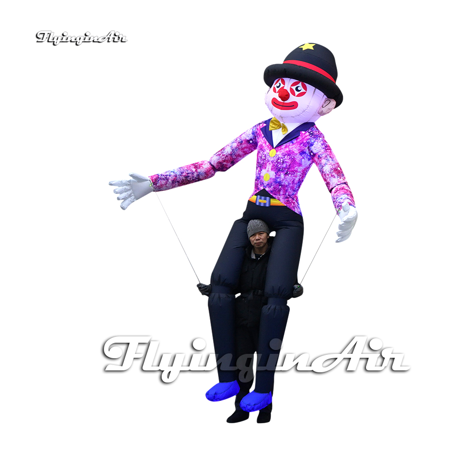 Parade Performance Walking Inflatable Clown Puppet 3.5m Multi-style Costumes Adult Waving Blow Up Clown Marionette For Event