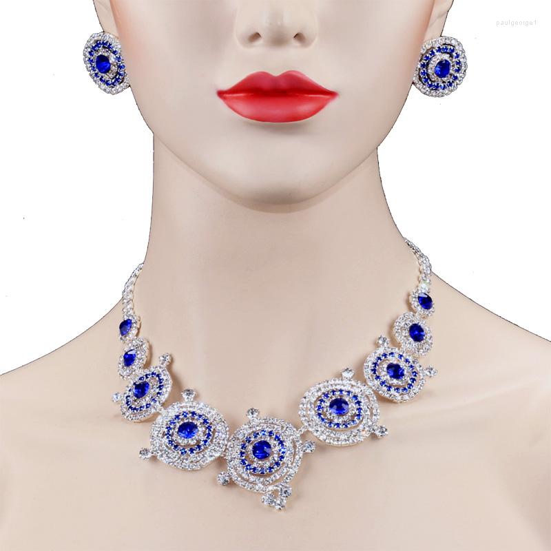 Necklace Earrings Set Chran Elegant Silver Plated Blue Crystal Circle Link Wedding Jewelry For Bridemaid, Picture shown
Necklace Earrings Set Chran Elegant Silver Plated Blue Crystal Circle Link Wedding Jewelry For Bridemaid, Picture shown