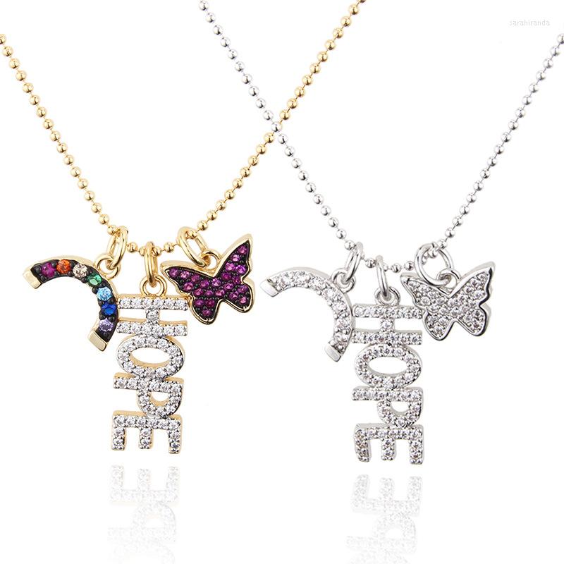 Pendant Necklaces Butterfly Letters HOPE Necklace Rainbow Color CZ Cubic Zircon Copper Chain For Women Egirl Gothic Jewelry Gift
Pendant Necklaces Butterfly Letters HOPE Necklace Rainbow Color CZ Cubic Zircon Copper Chain For Women Egirl Gothic Jewelry Gift