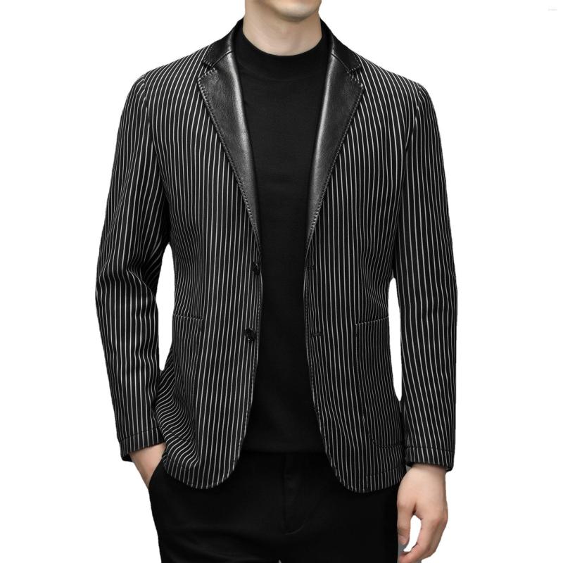 Men's Jackets 2227 Spring And Autumn Striped Clothing Men's Sheep Skin Slim Leather Jacket Short Suit Coat, Black
Men's Jackets 2227 Spring And Autumn Striped Clothing Men's Sheep Skin Slim Leather Jacket Short Suit Coat, Black