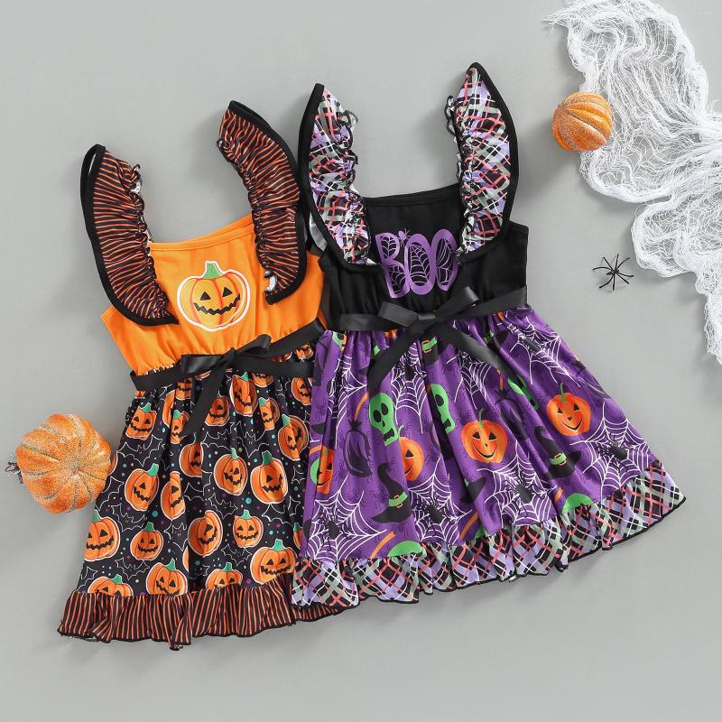 Girl Dresses Halloween Kids Sleeveless Dress With Pumpkin Pattern Ruffle Waist Belt Decoration Holiday Clothing, Orange
Girl Dresses Halloween Kids Sleeveless Dress With Pumpkin Pattern Ruffle Waist Belt Decoration Holiday Clothing, Orange