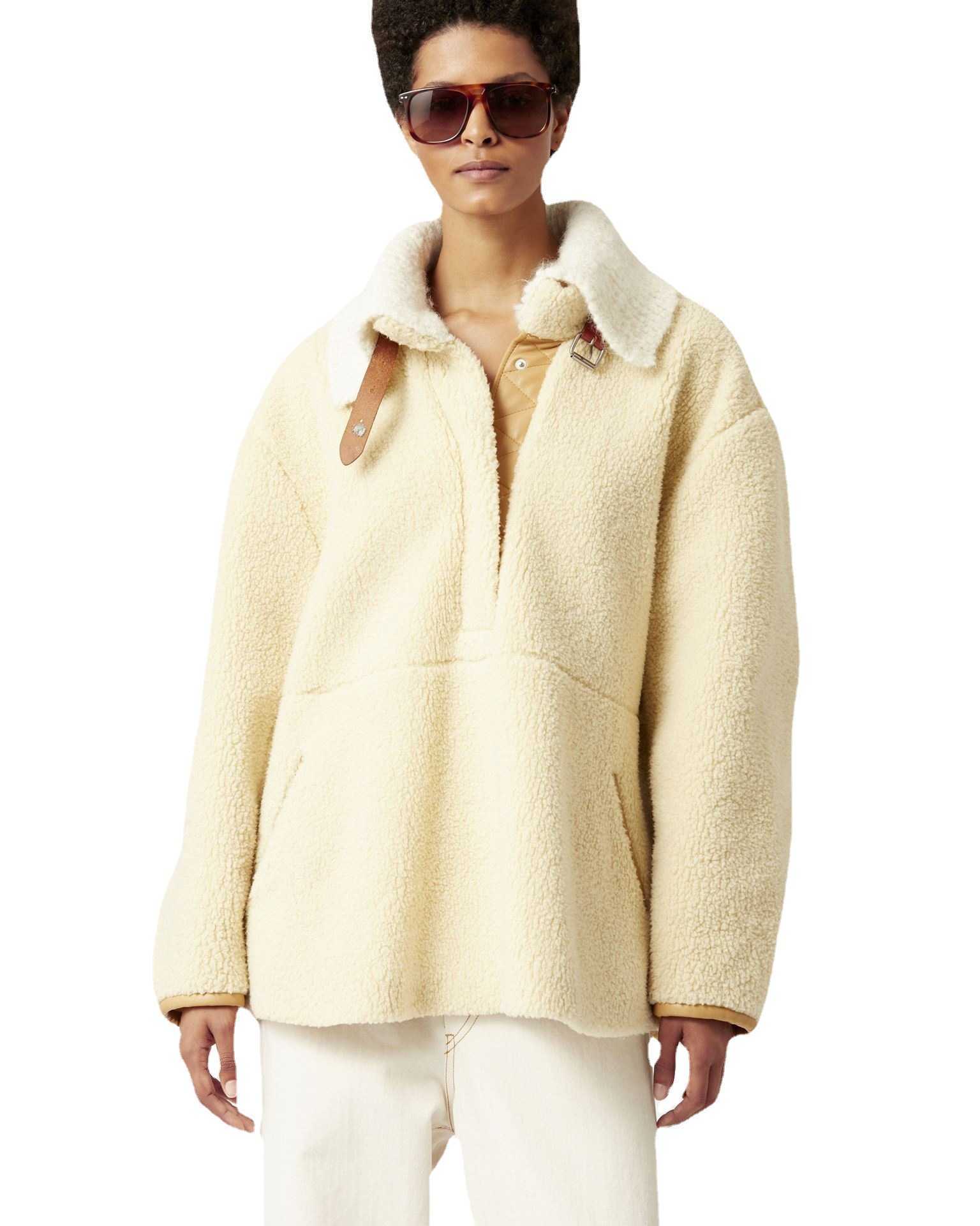 Isabel Marant Wool Lapel Zipper Cotton Jacket Fleece Loose Casual Knitting Fleece Women Designer Long Sleeve Coats, Beige
Isabel Marant Wool Lapel Zipper Cotton Jacket Fleece Loose Casual Knitting Fleece Women Designer Long Sleeve Coats, Beige