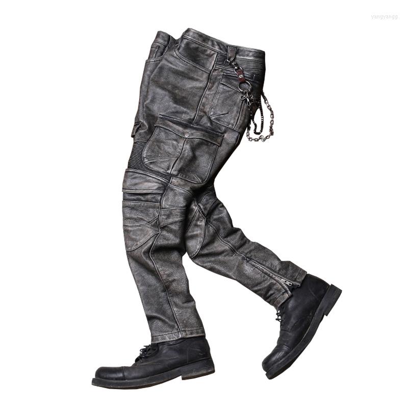 Men' Pants Black Vintage Motorcycle Biker Men Genuine Natural Cowhide Leather Trousers Pant Riding Thick Size 5XL, Brown
Men' Pants Black Vintage Motorcycle Biker Men Genuine Natural Cowhide Leather Trousers Pant Riding Thick Size 5XL, Brown