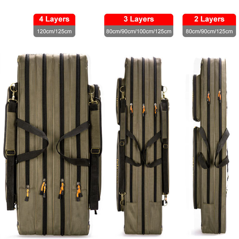 Fishing Accessories 234 Layer 8090100120125CM Bag Multifunctional Shell Rod Reel Lure Bags Large Capacity Case For Rods Gear 221107
