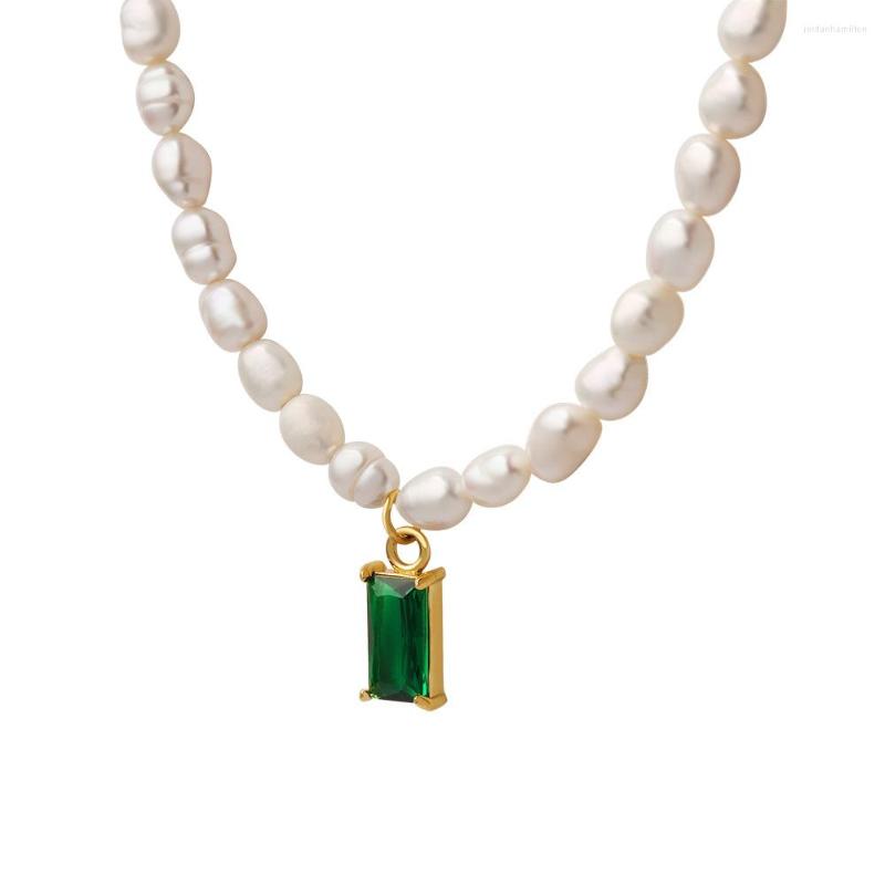 Pendant Necklaces Stainless Steel Jewelry Natural Pearl Chain Necklace Green Zircon Collar Waterproof Accessories Party Gift
Pendant Necklaces Stainless Steel Jewelry Natural Pearl Chain Necklace Green Zircon Collar Waterproof Accessories Party Gift