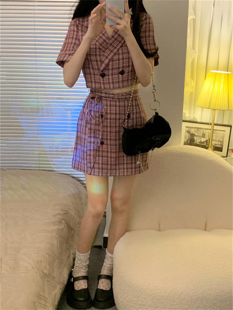 Work Dresses Hmsevenjz Preppy Women Suit Blazer Jakcet Crop Pink Plaid Mini Skirt 2 Pieces Spring Autumn Casual Kawaii Elegant Female, Coat
Work Dresses Hmsevenjz Preppy Women Suit Blazer Jakcet Crop Pink Plaid Mini Skirt 2 Pieces Spring Autumn Casual Kawaii Elegant Female, Coat