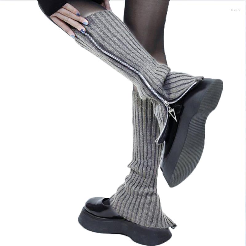 Knee Pads Knitted Women Gothic Punk Ribbed Harajuku Side Zipper Up Solid Color Boot Socks Student High Foot Cover, Grey
Knee Pads Knitted Women Gothic Punk Ribbed Harajuku Side Zipper Up Solid Color Boot Socks Student High Foot Cover, Grey