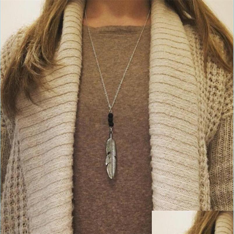 Pendant Necklaces Lavarock Bead Feather/Leaves Tassel Long Necklace Aromatherapy Essential Oil Diffuser Necklaces Black Lava Pendant Dh7Fn
Pendant Necklaces Lavarock Bead Feather/Leaves Tassel Long Necklace Aromatherapy Essential Oil Diffuser Necklaces Black Lava Pendant Dh7Fn