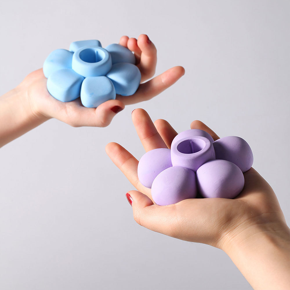 Candles Concrete Taper Candle Holder Mold Flower Candlestick and Coaster Silicone Mould Home Decor 221108