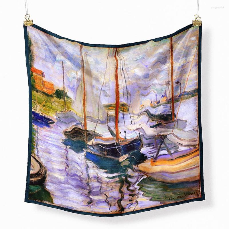 Scarves Twill Silk Scarf Women Sailboat Oil Painting Bandana Foulard Girl Present Gift Square 53 53cm Neck Kerchief
Scarves Twill Silk Scarf Women Sailboat Oil Painting Bandana Foulard Girl Present Gift Square 53 53cm Neck Kerchief