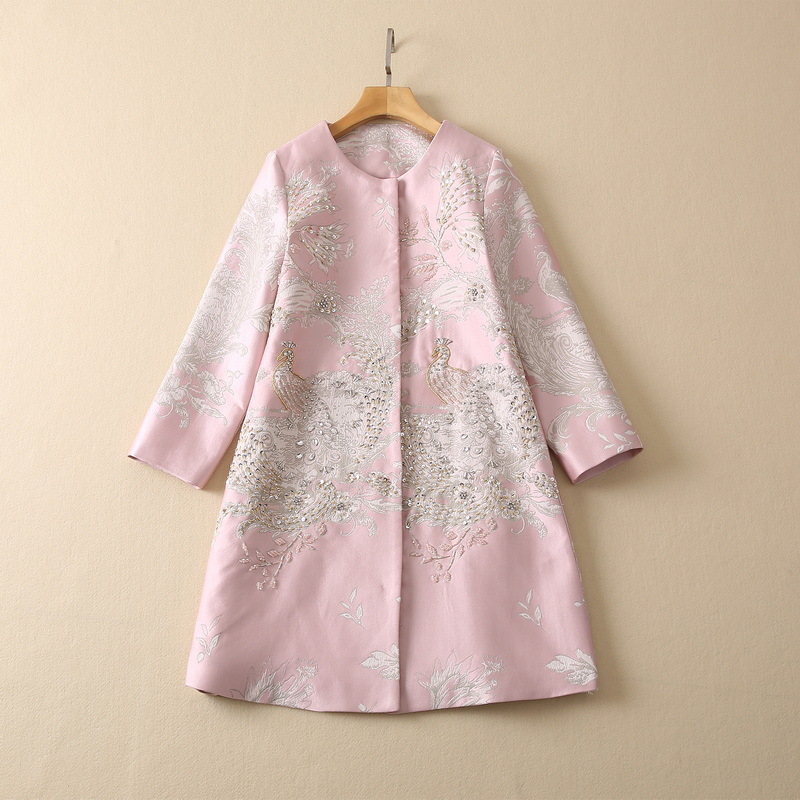2022 Autumn Round Neck Jacquard Phoenix Print Beaded Wool & Blends Outwear Coat Pink 4/5 Sleeve Sequins Classic Long Outwear Coats S2N03CT
2022 Autumn Round Neck Jacquard Phoenix Print Beaded Wool & Blends Outwear Coat Pink 4/5 Sleeve Sequins Classic Long Outwear Coats S2N03CT