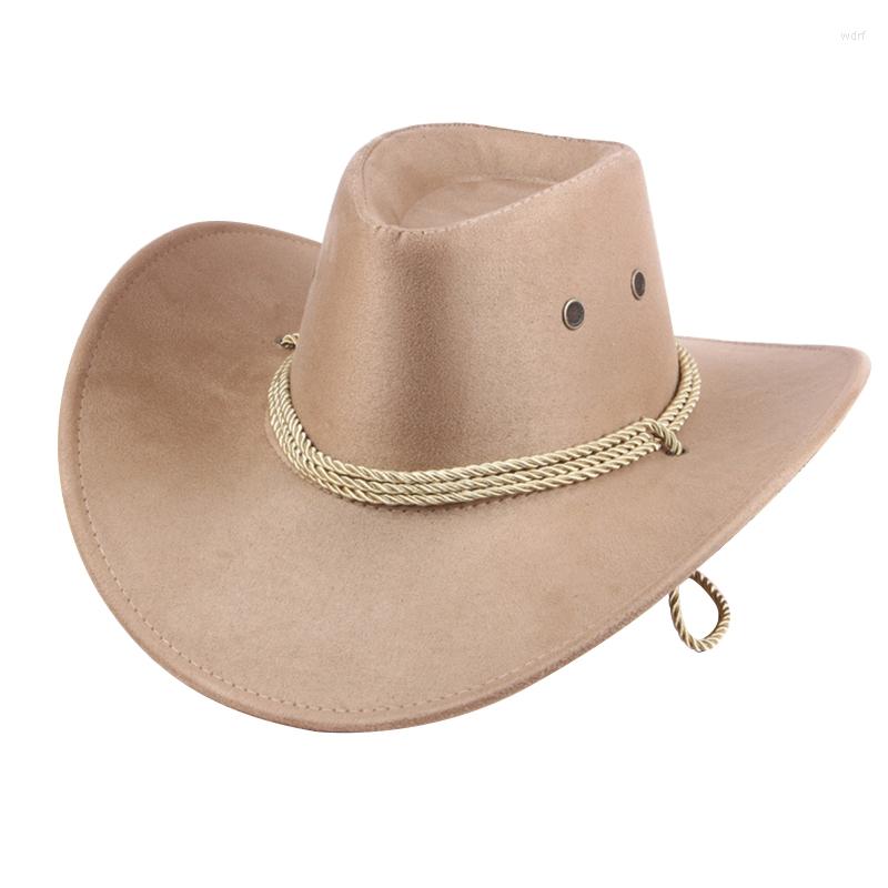 Berets Fashion Wide Brim Western Cowboy Hat With Windproof Rope Vintage Solid Color Jazz All-match For Casual Vacation, Bk
Berets Fashion Wide Brim Western Cowboy Hat With Windproof Rope Vintage Solid Color Jazz All-match For Casual Vacation, Bk