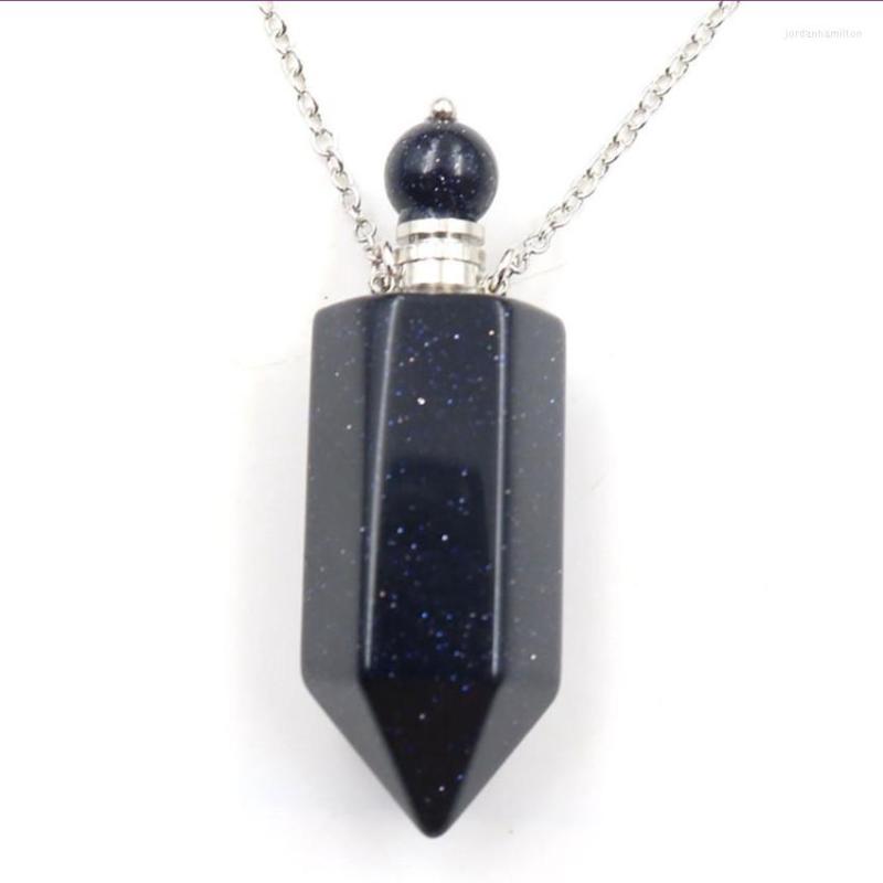 Pendant Necklaces FYJS Unique Silver Plated Blue Sand Stone Perfume Bottle For Women Necklace Cherry Quartz Jewelry
Pendant Necklaces FYJS Unique Silver Plated Blue Sand Stone Perfume Bottle For Women Necklace Cherry Quartz Jewelry