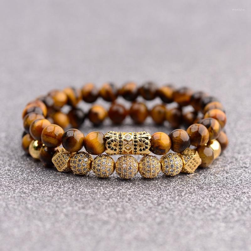 Strand Luxury Tiger Eye Stone Men Bracelet Homme Classic Gold Color Zircon CZ Ball Women Set
Strand Luxury Tiger Eye Stone Men Bracelet Homme Classic Gold Color Zircon CZ Ball Women Set