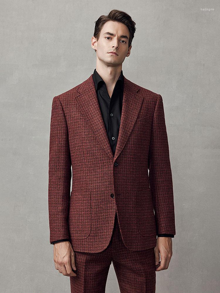 Men's Suits 50% Wool Red Small Plaid Luxury Men Set Blazer Pant Autumn Spring Formal Wedding Groom Casual Christmas Party Dinner Suit
Men's Suits 50% Wool Red Small Plaid Luxury Men Set Blazer Pant Autumn Spring Formal Wedding Groom Casual Christmas Party Dinner Suit