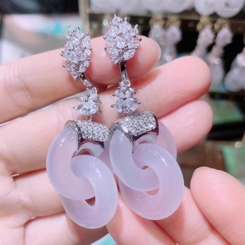 Dangle Earrings Natural Hetian Jade Interlocking Pink For Women Luxury And Romantic Present Engagement Dinner Silver Jewelry
Dangle Earrings Natural Hetian Jade Interlocking Pink For Women Luxury And Romantic Present Engagement Dinner Silver Jewelry