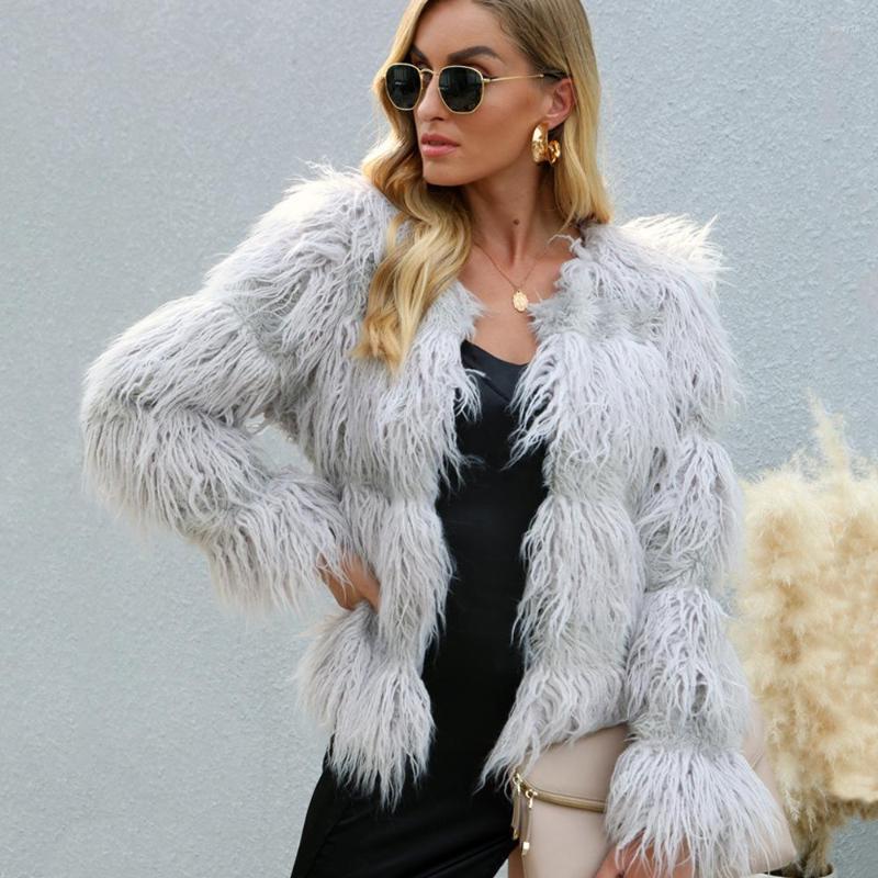 Women' Fur Women' Jacket Imitation Coat Top Furry Women Faux, Gray