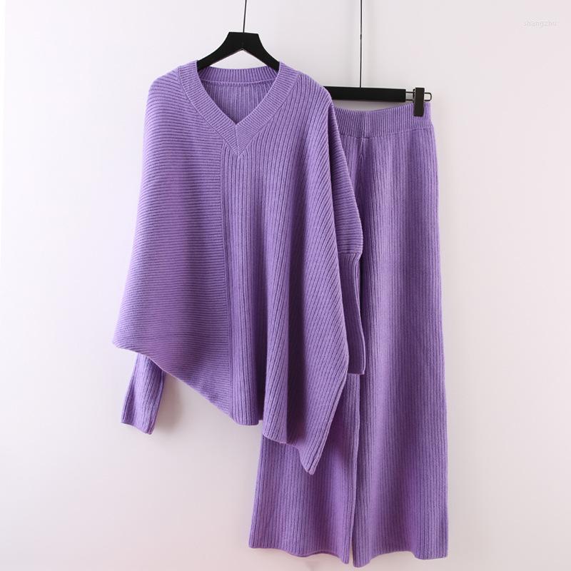 Women's Two Piece Pants Casual Purple Knit Suit Women's Two-Piece Set Autumn Winter Female Outfit Loose V-Neck Irregular Pullover, Black
Women's Two Piece Pants Casual Purple Knit Suit Women's Two-Piece Set Autumn Winter Female Outfit Loose V-Neck Irregular Pullover, Black