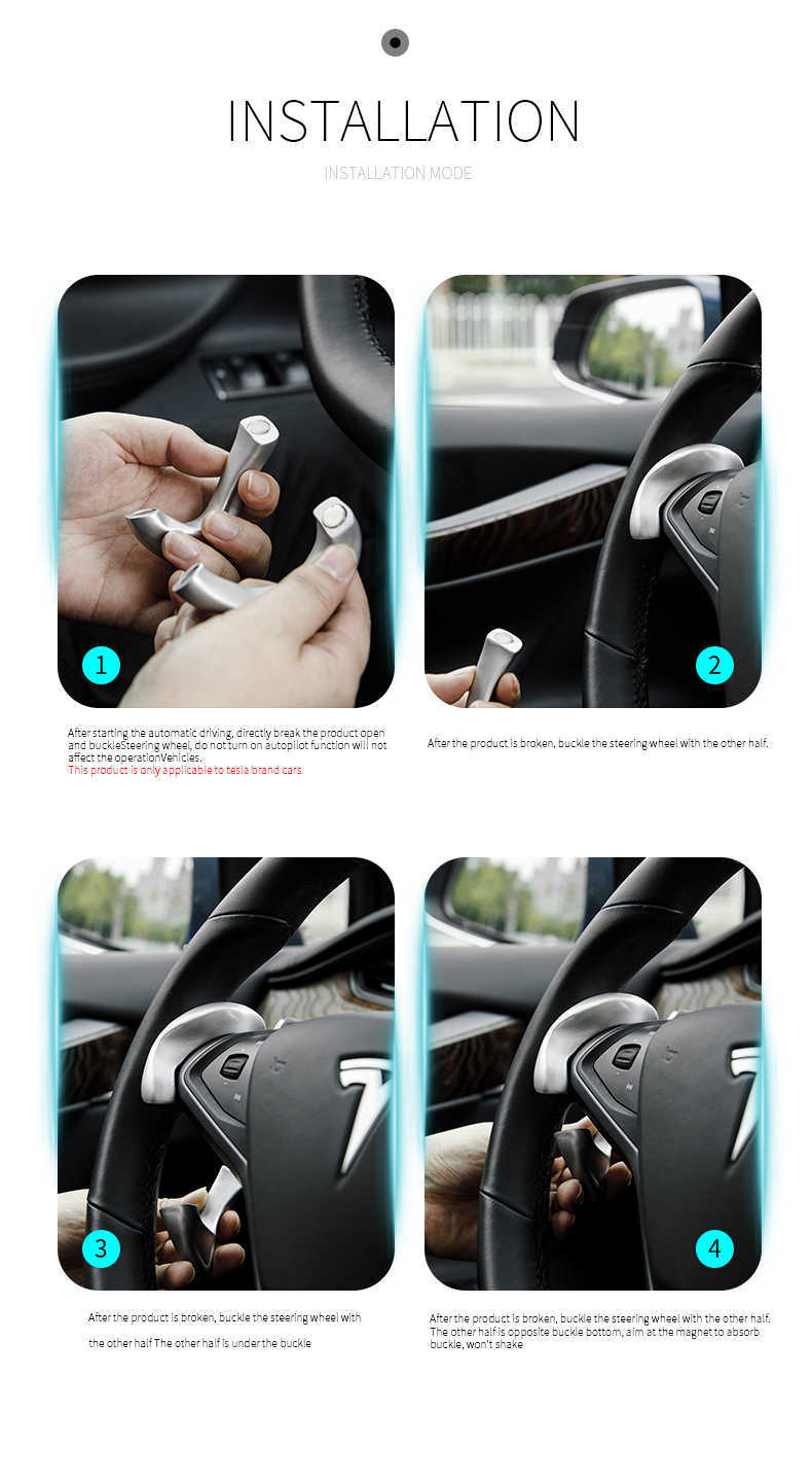 Car Steering Wheel Booster For Tesla Model 3 S X Y Autopilot Counterweight Accessories Ring FSD Automatic Assisted Weight AP