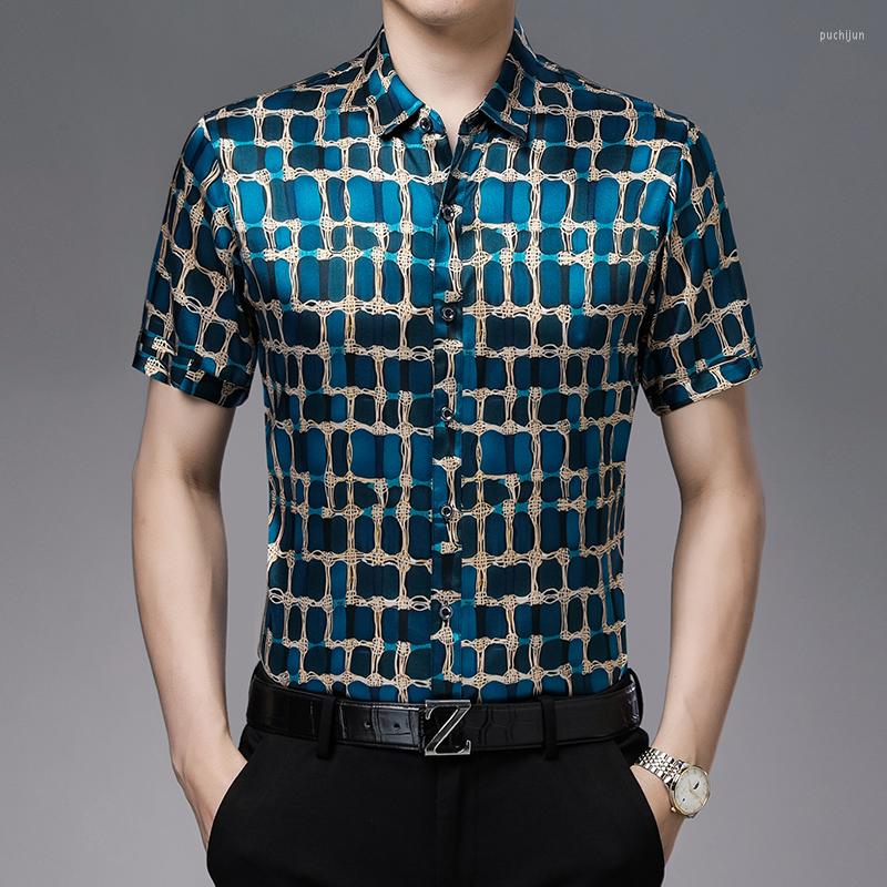 Men's Casual Shirts Gentlemen Social Printed Shirt For Mens Real Silk Dress Work Office Business Cacual Husband Vintage Elegant Clothing, Blue
Men's Casual Shirts Gentlemen Social Printed Shirt For Mens Real Silk Dress Work Office Business Cacual Husband Vintage Elegant Clothing, Blue