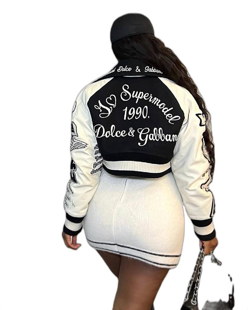 Women039s Jackets Fall Women Clothes Fashion Streetwear Button Woman Baseball Racer Letterman Jacket For Ladies