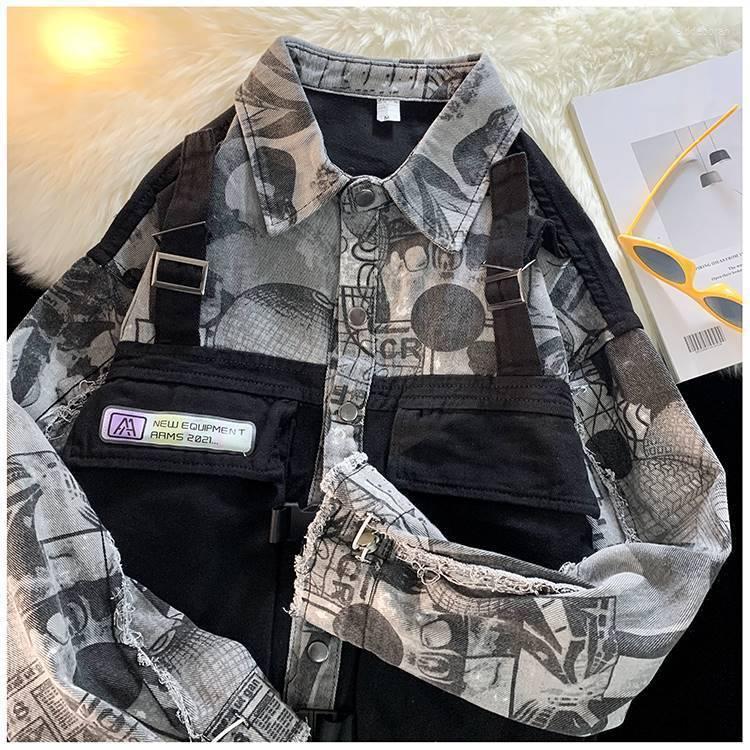 Women' Jackets High Street Denim Jacket Men' Tooling Functional Wind Fake Two-piece Spring And Autumn Streetwear Women 2022, Black
Women' Jackets High Street Denim Jacket Men' Tooling Functional Wind Fake Two-piece Spring And Autumn Streetwear Women 2022, Black