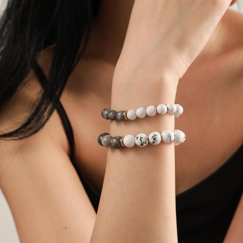 Strand Couple Bracelet Men Classic Map Stone 8MM 10MM White Turquoises Beads For Women
Strand Couple Bracelet Men Classic Map Stone 8MM 10MM White Turquoises Beads For Women