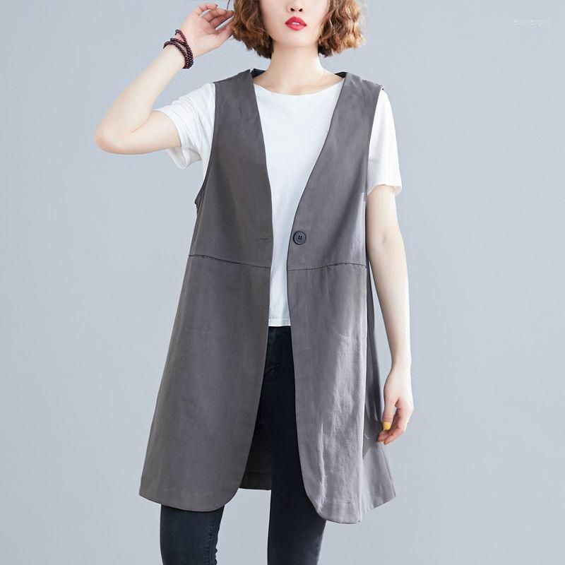 Women's Vests Women Cotton Linen Casual Jackets Arrival 2022 Summer Vintage V-neck Solid Color Loose Female Vest Waistcoats E174, Grey
Women's Vests Women Cotton Linen Casual Jackets Arrival 2022 Summer Vintage V-neck Solid Color Loose Female Vest Waistcoats E174, Grey